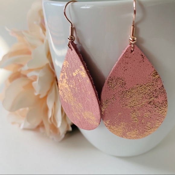 Rose Gold Splash Earrings - Picture 2 of 2